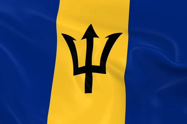 Waving Flag of Barbados - 3D Render of the Barbadian Flag with Silky Texture — Stock Fotó
