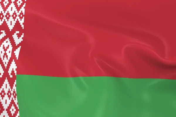 Drapeau ondulé de Biélorussie - Rendre 3D du drapeau biélorusse avec texture soyeuse — Photo
