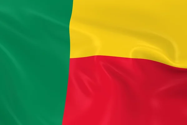 Waving Flag of Benin - 3D Render of the Beninese Flag with Silky Texture — Stock Photo, Image