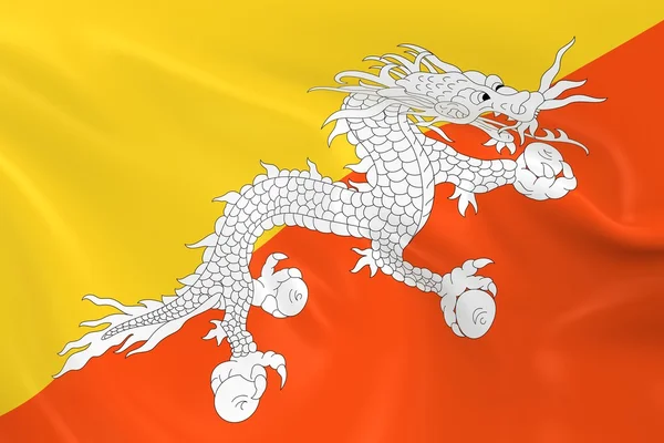 Waving Flag of Bhutan - 3D Render of the Bhutanese Flag with Silky Texture — Stok fotoğraf