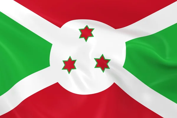 Waving Flag of Burundi - 3D Render of the Burundian Flag with Silky Texture — стокове фото