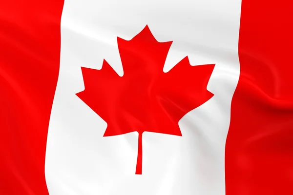 Waving Flag of Canada - 3D Render of the Canadian Flag with Silky Texture — Stok fotoğraf