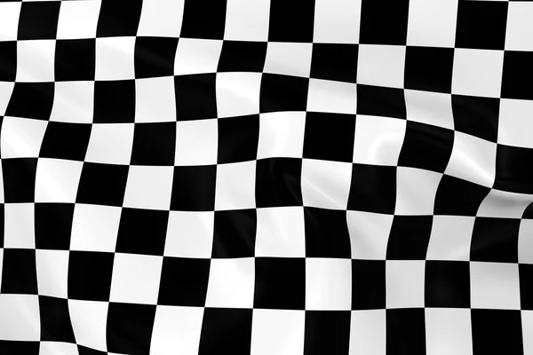 Acenando Bandeira de Corrida Checkered - 3D Render of a Black and White Checkered Flag with Silky Texture — Fotografia de Stock