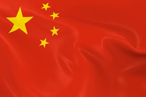 Ondeando la bandera de China - 3D Renderizado de la bandera china con textura sedosa —  Fotos de Stock