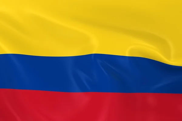 Bandeira ondulante da Colômbia - Renderização 3D da Bandeira Colombiana com Textura Silky — Fotografia de Stock