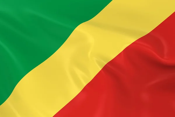 Waving Flag of the Republic of the Congo - 3D Render of the Congolese Flag with Silky Texture — 스톡 사진