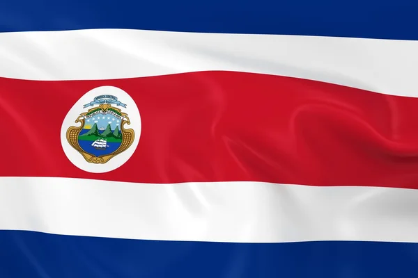 Bandiera sventolante della Costa Rica - Render 3D della bandiera costaricana con texture setosa — Foto Stock