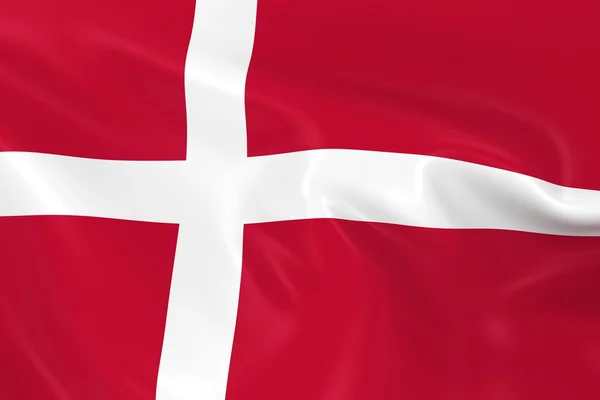 Waving Flag of Denmark - 3D Render of the Danish Flag with Silky Texture — 图库照片