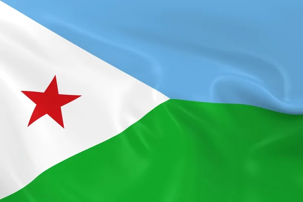 Ondeando la bandera de Djibouti - 3D Renderizado de la bandera de Djibouti con textura sedosa —  Fotos de Stock