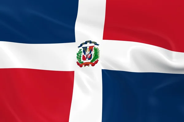 Drapeau ondulé de la République dominicaine - Rendre 3D du drapeau dominicain avec texture soyeuse — Photo