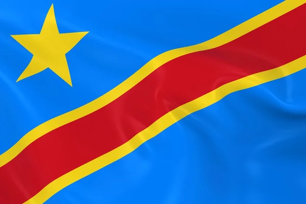 Drapeau de la République démocratique du Congo - Rendre 3D le drapeau congolais à la texture soyeuse — Photo