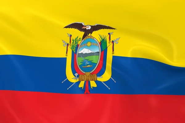 Waving Flag of Ecuador - 3D Render of the Ecuadorian Flag with Silky Texture — стокове фото