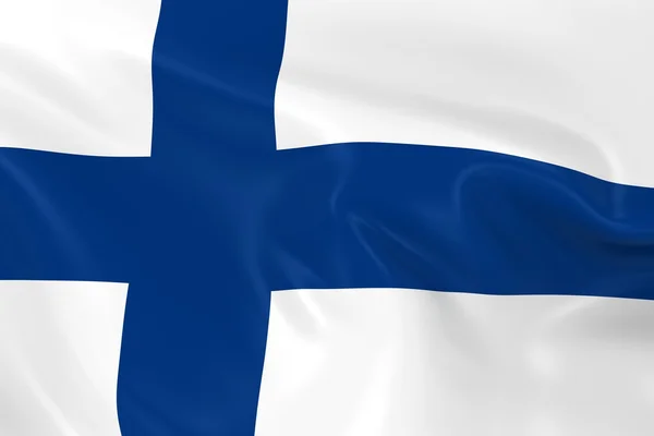 Bandera ondeante de Finlandia - Renderizado 3D de la bandera finlandesa con textura sedosa — Foto de Stock