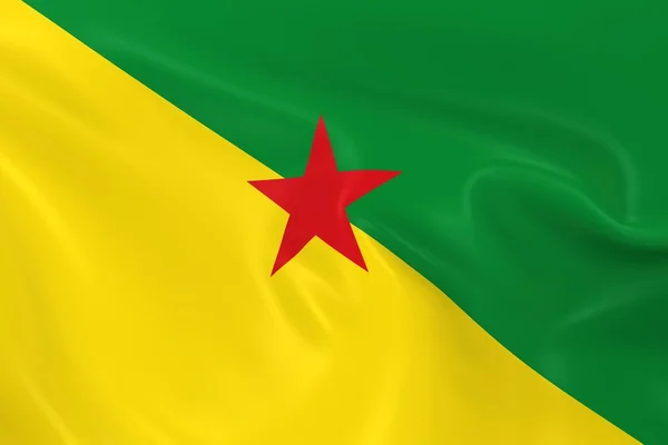 Flagge der französischen Guiana schwenken - 3D-Darstellung der französischen Guiana-Flagge mit seidiger Textur — Stockfoto