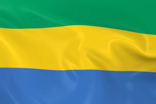 Bandeira ondulante do Gabão - Renderização 3D da Bandeira Gabonesa com textura sedosa — Fotografia de Stock