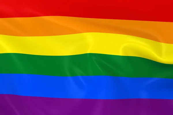 Ondeando la bandera del arco iris - 3D renderizado de la bandera del orgullo gay con textura sedosa —  Fotos de Stock