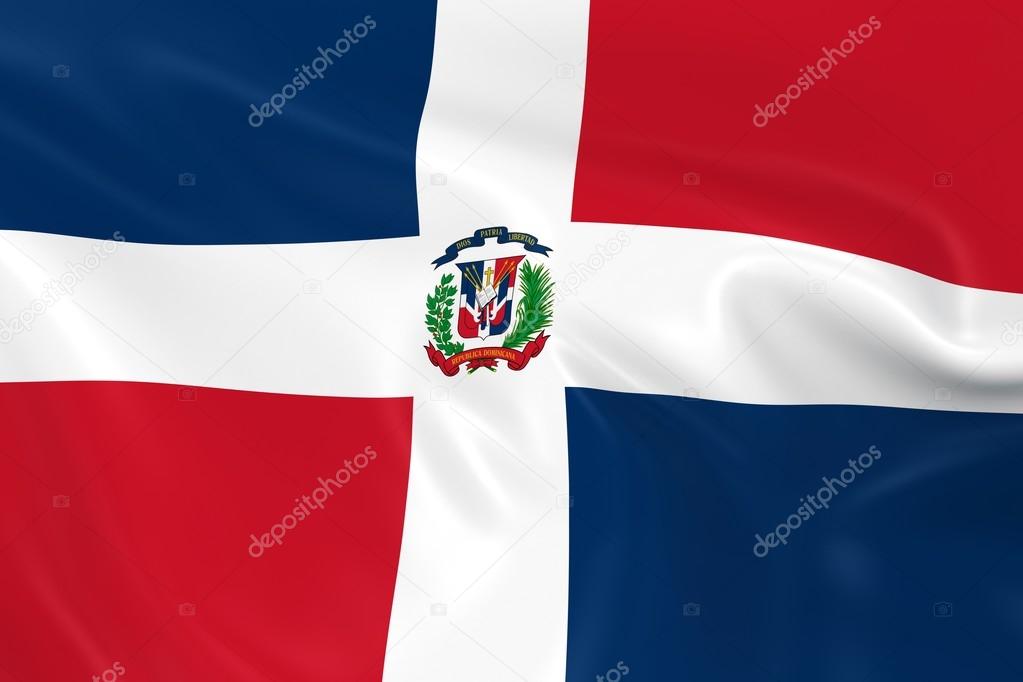 Waving Flag of the Dominican Republic - 3D Render of the Dominican Flag with Silky Texture