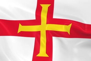 Waving Flag of Guernsey - 3D Render of the Guernsey, Channel Islands Flag with Silky Texture