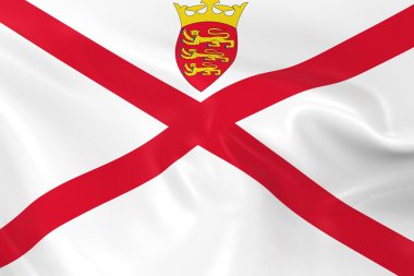 Waving Flag of Jersey - 3D Render of the Jersey, Channel Islands Flag with Silky Texture