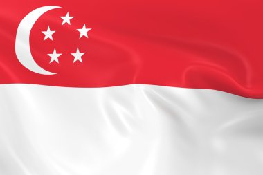 Waving Flag of Singapore - 3D Render of the Singaporean Flag with Silky Texture