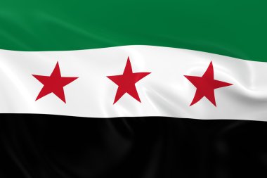 Waving Flag of the Syrian Opposition - 3D Render of the Syrian Opposition Flag with Silky Texture