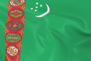 Türkmenistan - ipeksi dokusu ile Turkmenistani bayrağı 3d Render bayrağı sallayarak