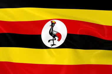 Uganda - ipeksi doku Uganda bayrağıyla 3d Render bayrağı sallayarak