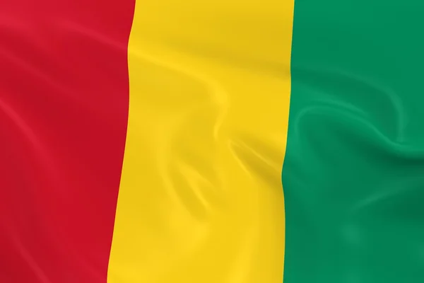 Bandiera sventolante della Guinea - Render 3D della bandiera guineana con texture setosa — Foto Stock