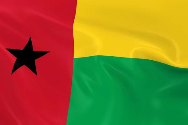 Bandeira ondulada da Guiné-Bissau - Renderização 3D da Bandeira Bissau-Guineense com textura sedosa — Fotografia de Stock