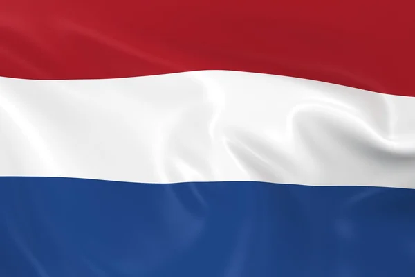 Flagge der Niederlande schwenken - 3D-Darstellung der holländischen Flagge mit seidiger Textur — Stockfoto