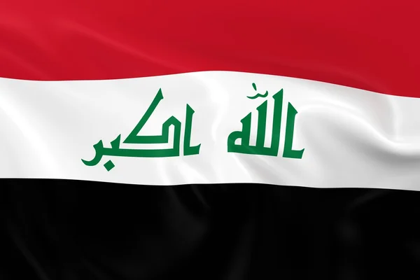 Flagge des Irak schwenken - 3D-Darstellung der irakischen Flagge mit seidiger Textur — Stockfoto