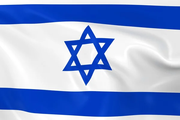 Ondeando la bandera de Israel - 3D Renderizado de la bandera israelí con textura sedosa — Foto de Stock