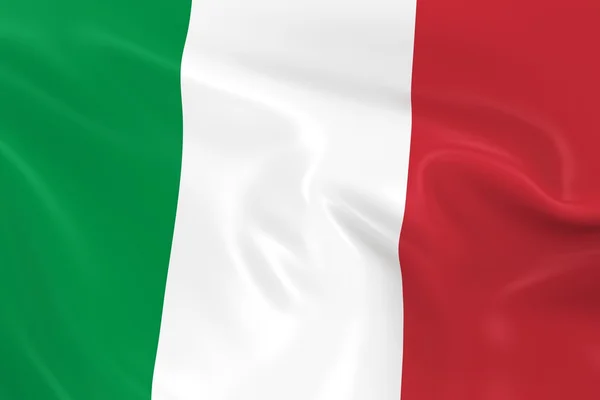 Flagge Italiens schwenkend - 3D-Darstellung der italienischen Flagge mit seidiger Textur — Stockfoto