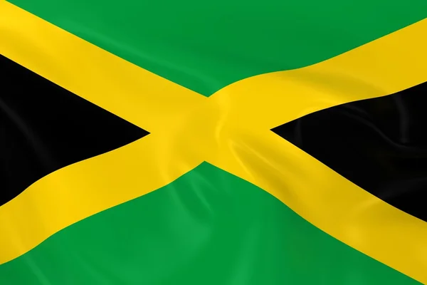 Waving Flag of Jamaica - 3D Render of the Jamacian Flag with Silky Texture — Stock Photo, Image