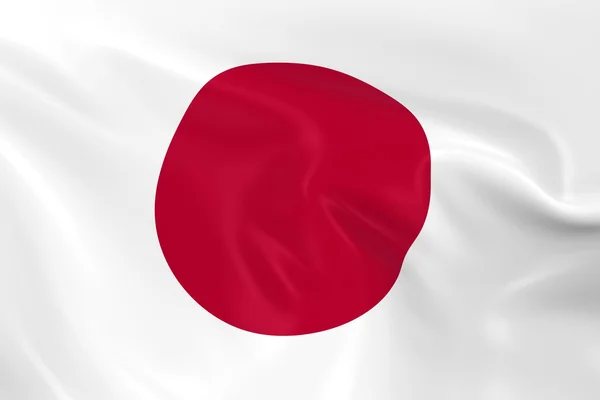 Waving Flag of Japan - 3D Render of the Japanese Flag with Silky Texture — Stok Foto