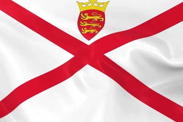 Waving Flag of Jersey - 3D Render of the Jersey, Channel Islands Flag with Silky Texture — 图库照片