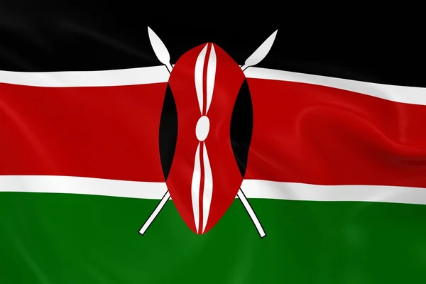 Bandiera sventolante del Kenya - Render 3D della bandiera keniota con texture setosa — Foto Stock