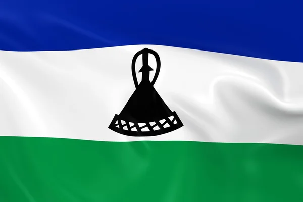 Waving Flag of Lesotho - 3D Render of the Lesothian Flag with Silky Texture — Stock Photo, Image