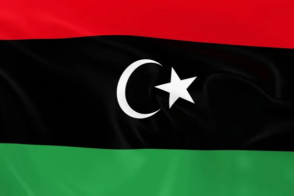 Waving Flag of Libya - 3D Render of the Libyan Flag with Silky Texture — Zdjęcie stockowe