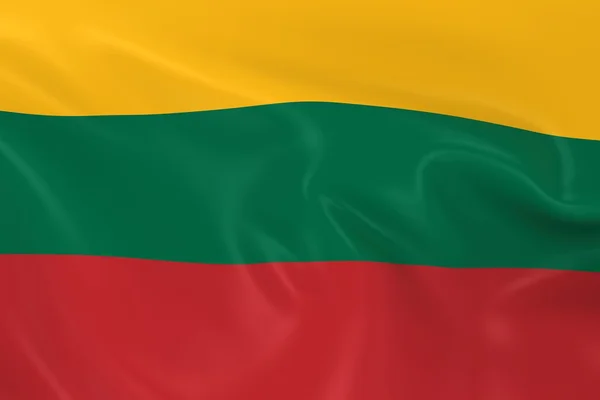 Drapeau ondulé de Lituanie - 3D Render of the Lithuanian Flag with Silky Texture — Photo