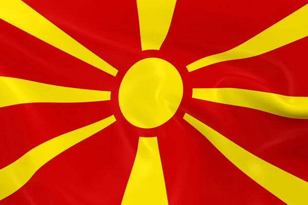 Bandera ondeante de Macedonia: representación 3D de la bandera macedonia con textura sedosa — Foto de Stock