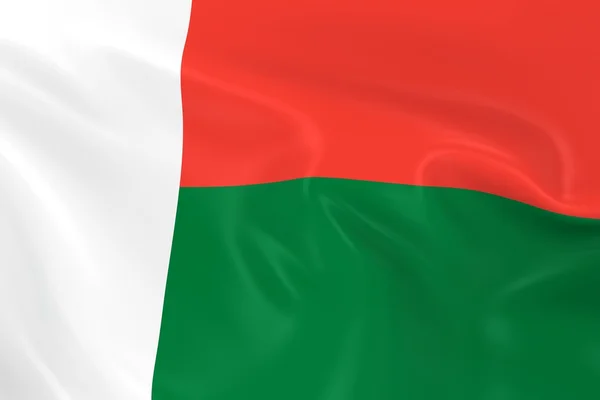 Drapeau ondulé de Madagascar - Rendre 3D du drapeau malgache avec texture soyeuse — Photo
