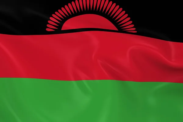 Flagge von Malawi schwenkend - 3D-Darstellung der malawischen Flagge mit seidiger Textur — Stockfoto