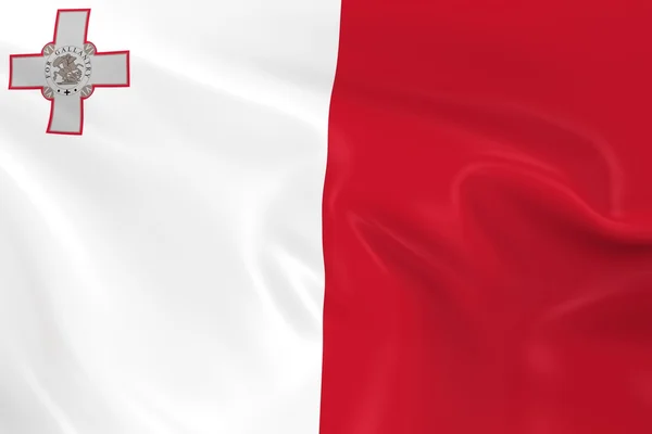 Waving Flag of Malta - 3D Render of the Maltese Flag with Silky Texture — Stock fotografie