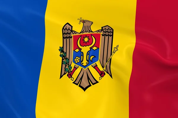 Waving Flag of Moldova - 3D Render of the Moldovan Flag with Silky Texture — Stock Photo, Image