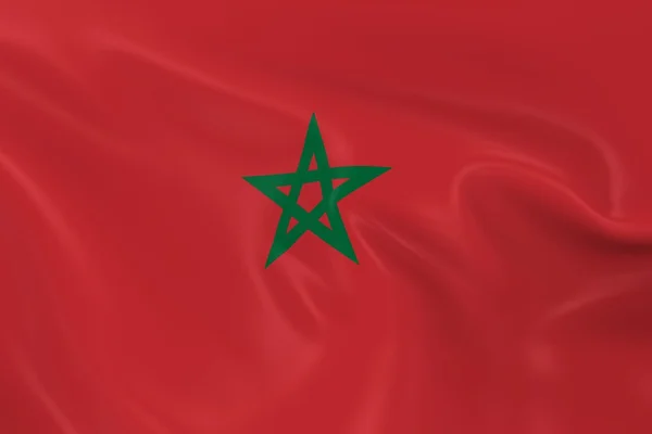 Bandera ondeante de Marruecos - Render 3D de la bandera marroquí con textura sedosa —  Fotos de Stock
