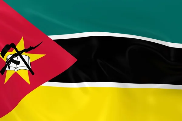 Bandera ondeante de Mozambique - 3D Renderizado de la bandera mozambiqueña con textura sedosa —  Fotos de Stock