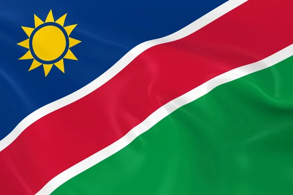Bandeira ondulante da Namíbia - Renderização 3D da Bandeira da Namíbia com textura sedosa — Fotografia de Stock