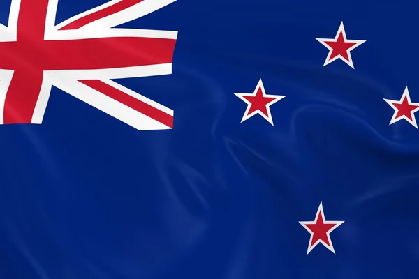Bandeira ondulante da Nova Zelândia - Renderização 3D da Bandeira da Nova Zelândia com textura sedosa — Fotografia de Stock