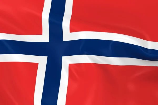 Bandera ondeante de Noruega - Renderizado 3D de la bandera noruega con textura sedosa — Foto de Stock
